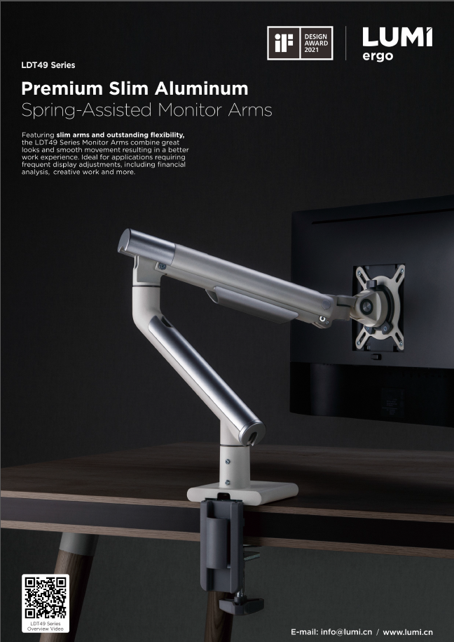 LDT49 Series-Premium Slim Aluminum Spring-Assisted Monitor Arms