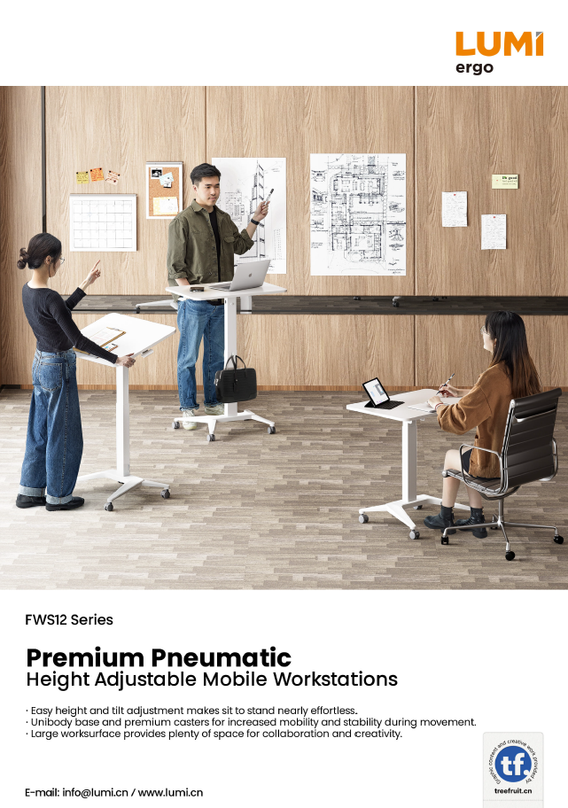 FWS12 Series Premium Pneumatic Height Adjustable Mobile Workstations