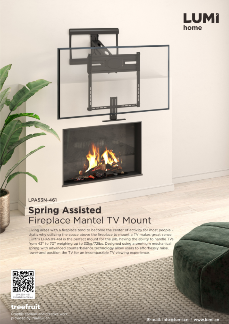 LPA53N-461-Spring-Assisted Fireplace TV Wall Mount