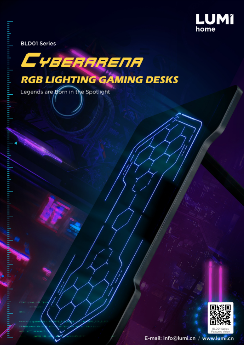 BLD01 Series-CyberArena RGB Lighting Gaming Desks