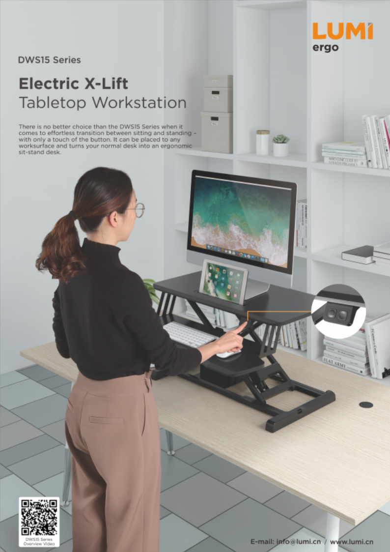 DWS15 Series-Electric X-Lift Tabletop Workstation