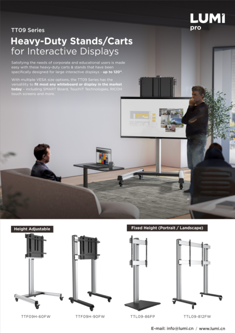 TT09 Series-Heavy-Duty Stands Carts for Interactive Displays