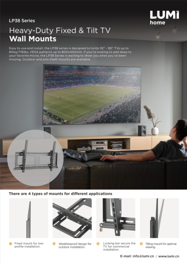 LP38 Series-Heavy-Duty Fixed ＆ Tilt TV Wall Mounts