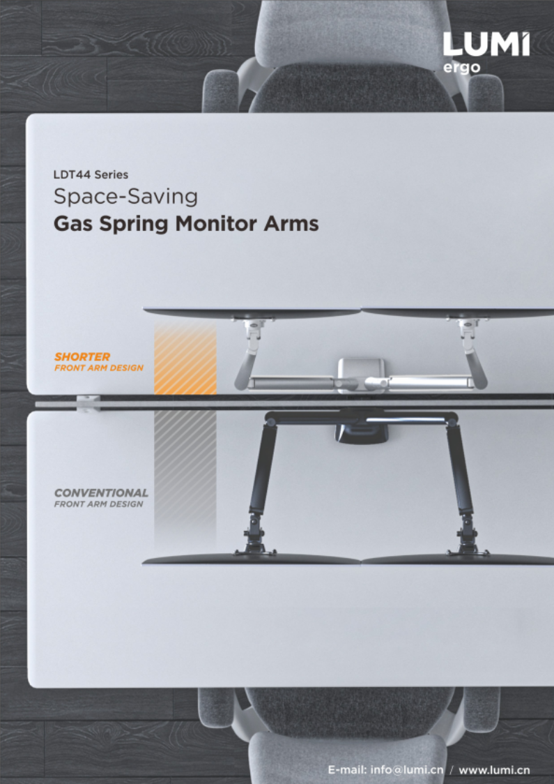 LDT44 Series-Space-Saving Gas Spring Monitor Arms