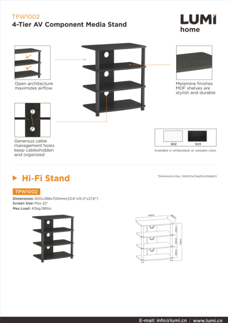 TPW1002-Economy Wood and Metal TV Stand ＆ Hi-Fi Stand