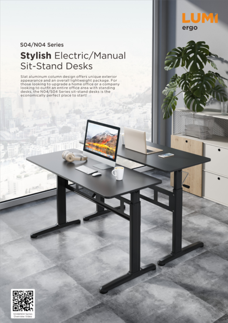 S04-22D-B ＆ N04 Series-Stylish Electric Manual Sit-Stand Desks