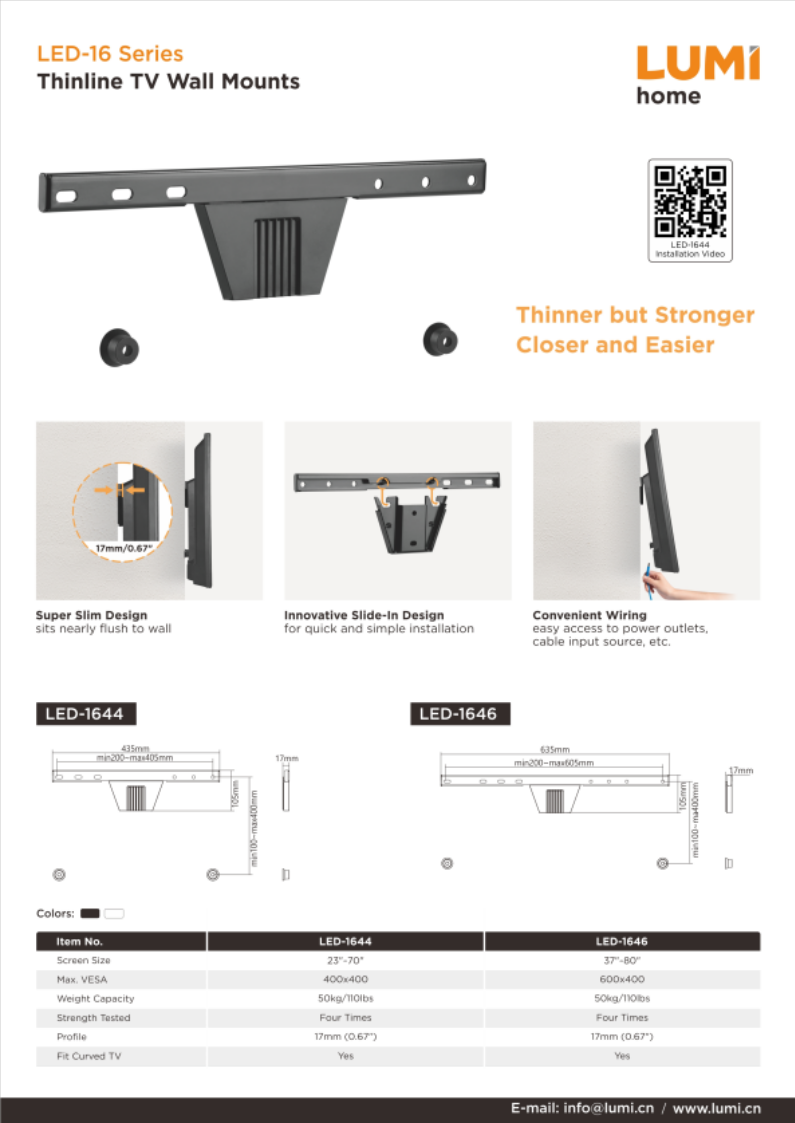 LED-16 Series-Thinline TV Wall Mounts