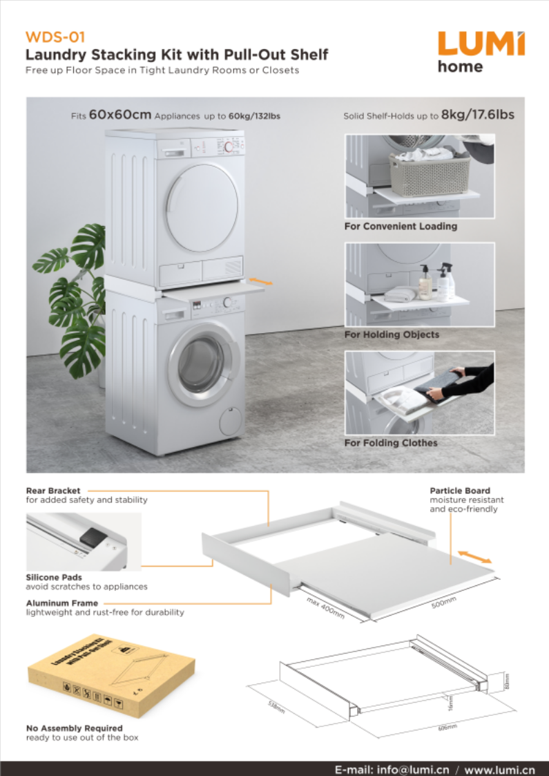 WDS-01-Laundry Stacking Kit with Pull-Out Shelf