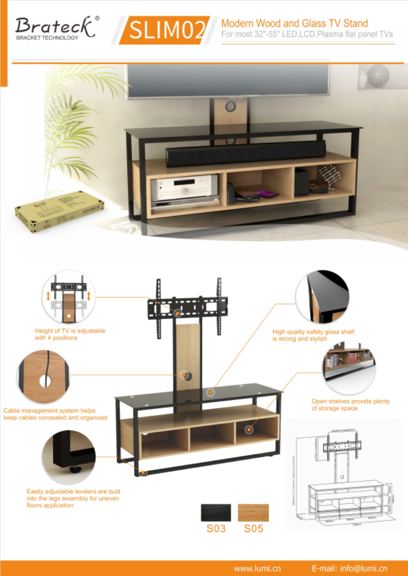 Slim 02 Modern Wood and Glass TV Stand