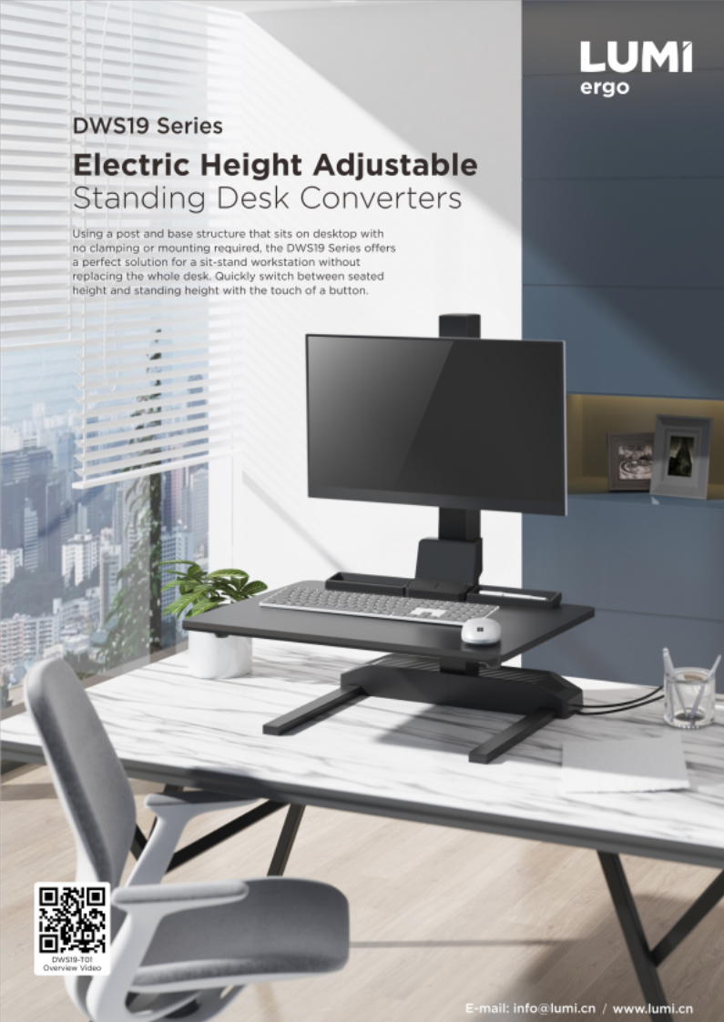 DWS19 Series Electric Height Adjustable Standing Desk Converters