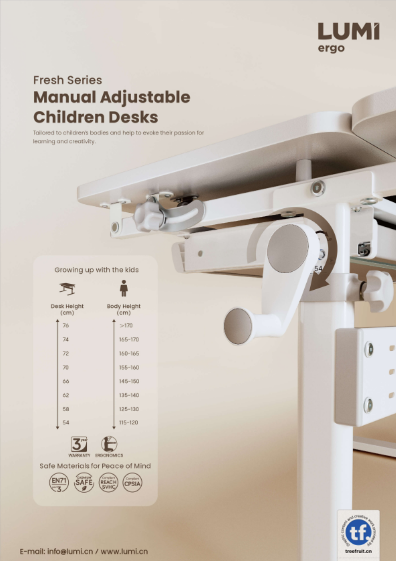 Fresh Series Manual Adjustable Children Desks