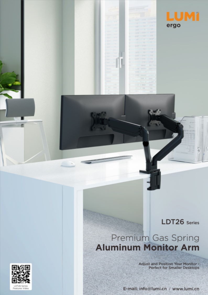 LDT26 Series-Premium Gas Spring Aluminum Monitor Arm