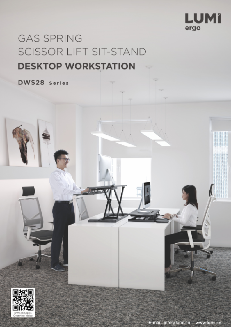 DWS28 Series-Gas Spring Scissor lift Sit-Stand Desktop Workstation