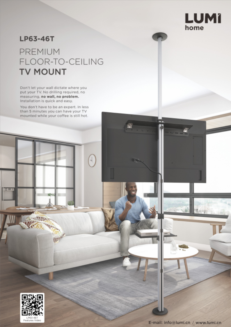 LP63-46T-Premium Floor-to-Ceiling TV Mount