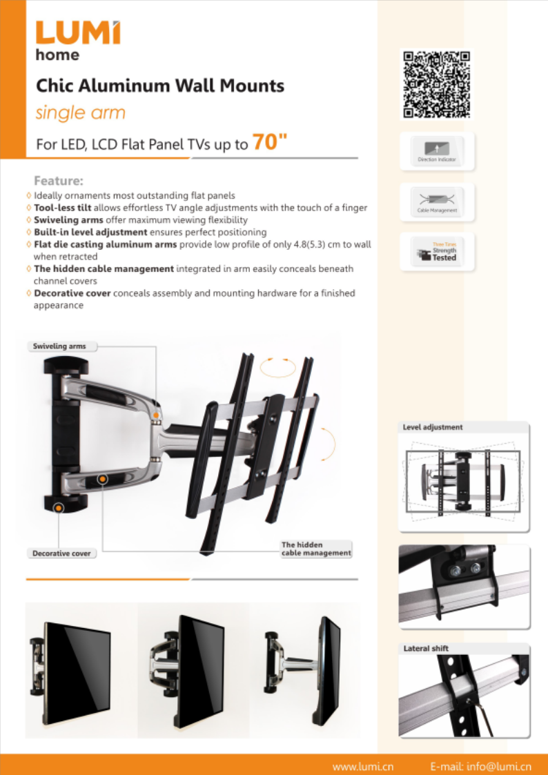LPA31 Series Aluminum Full Motion TV Wall Mounts