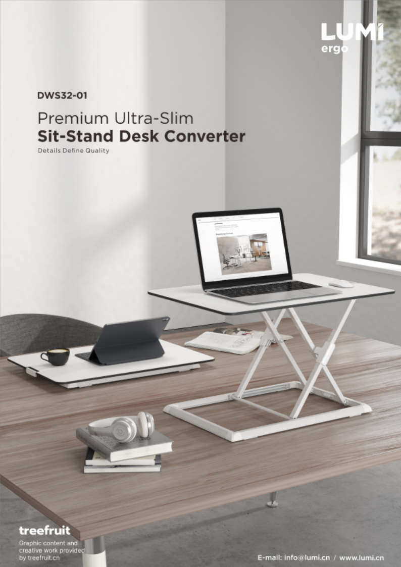 DWS32-01-Premium Ultra-Slim Sit-Stand Desk Converter