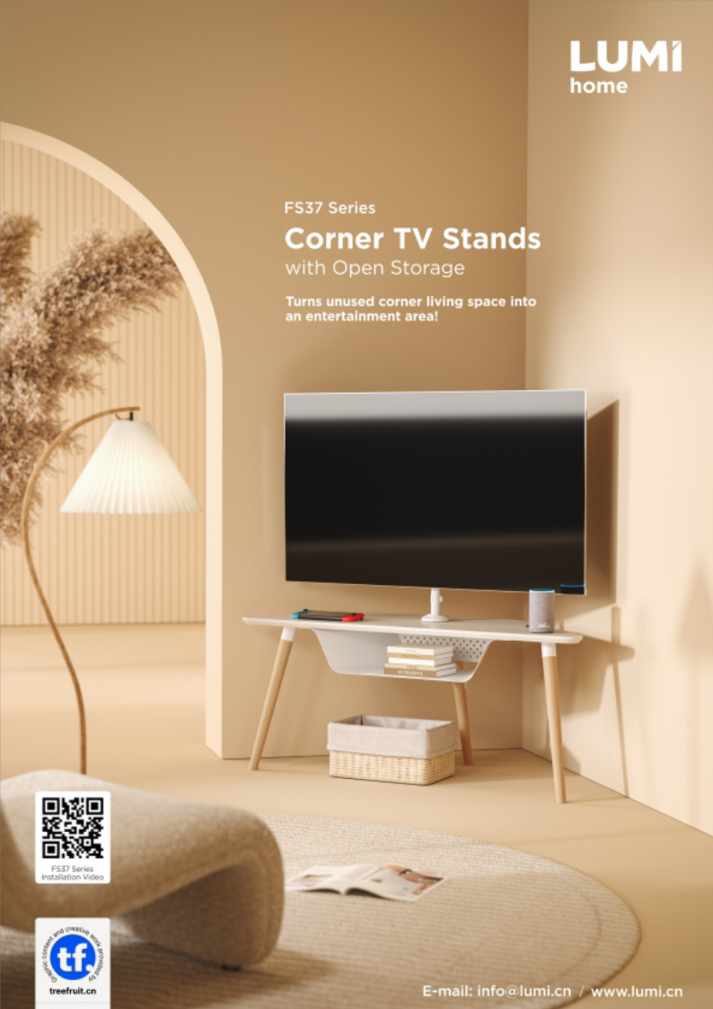FS37 Series Corner TV Stands with Open Storage