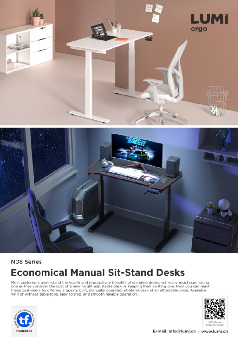 N08 Series Economical Manual Sit-Stand Desks
