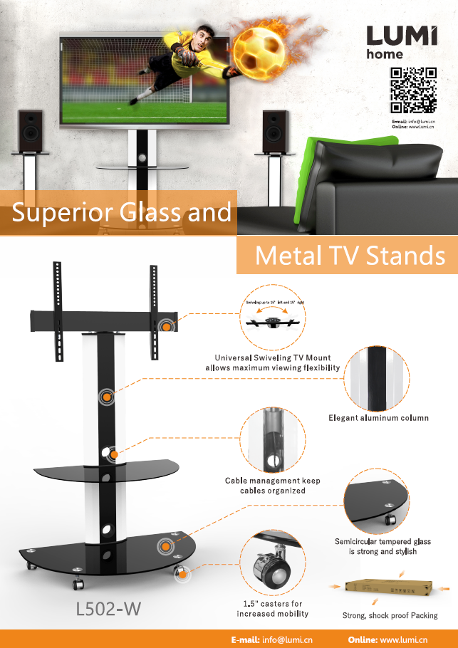 L500 Series Superior Glass and Metal TV Stands