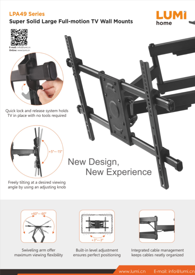 LPA49 Series Super Solid Large Full-motion TV Wall Mount