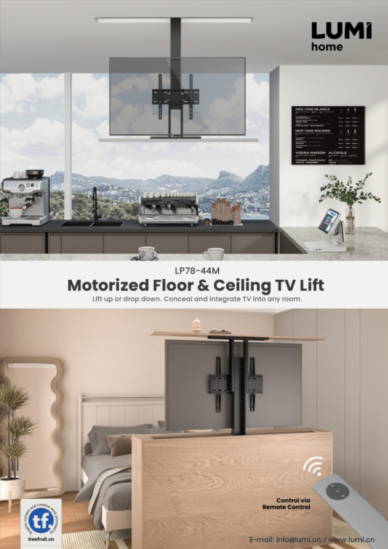 LP78-44M-Motorized Floor & Ceiling TV Lift