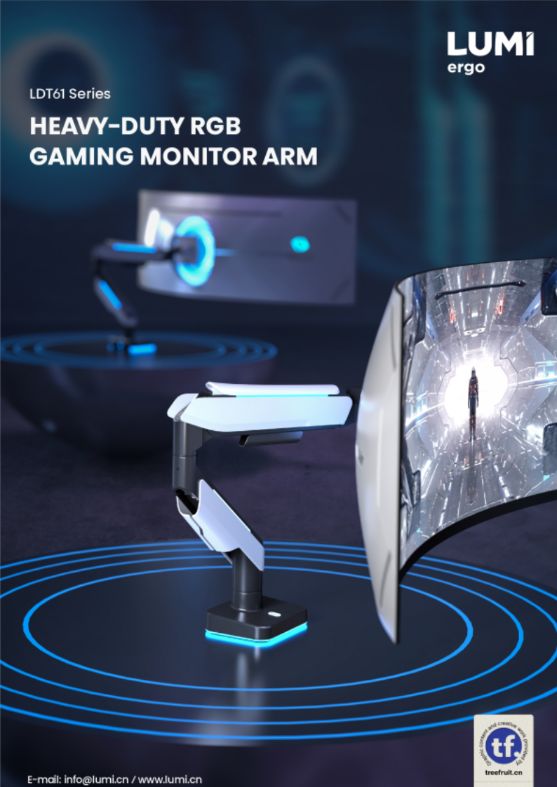 LDT61 Series Heavy-Duty RGB Gaming Monitor Arms