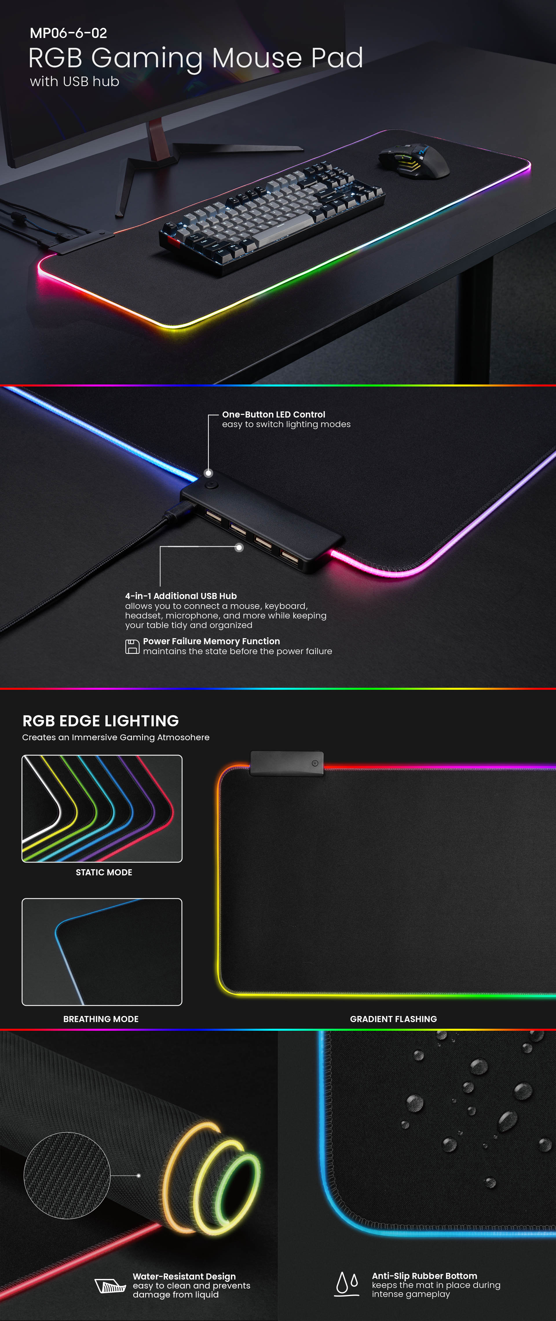 China RGB Gaming Mouse Pad With USB Hub Supplier and Manufacturer LUMI