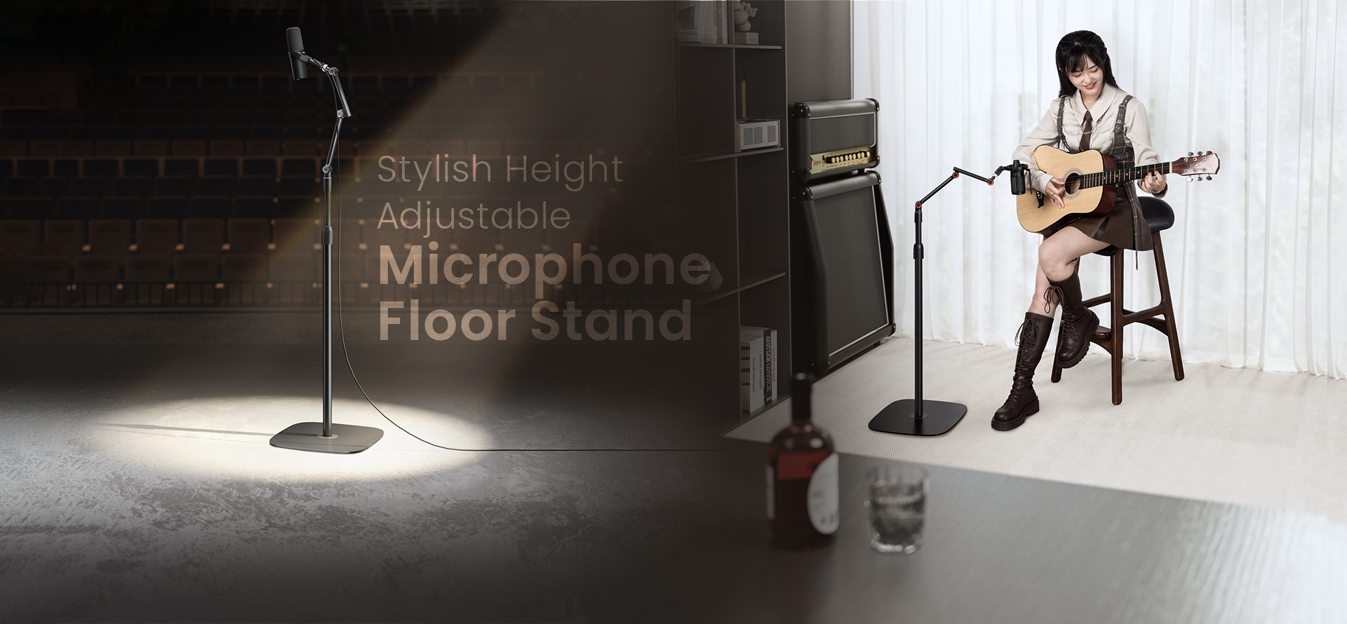 Stylish Height Adjustable Microphone Floor Stand
