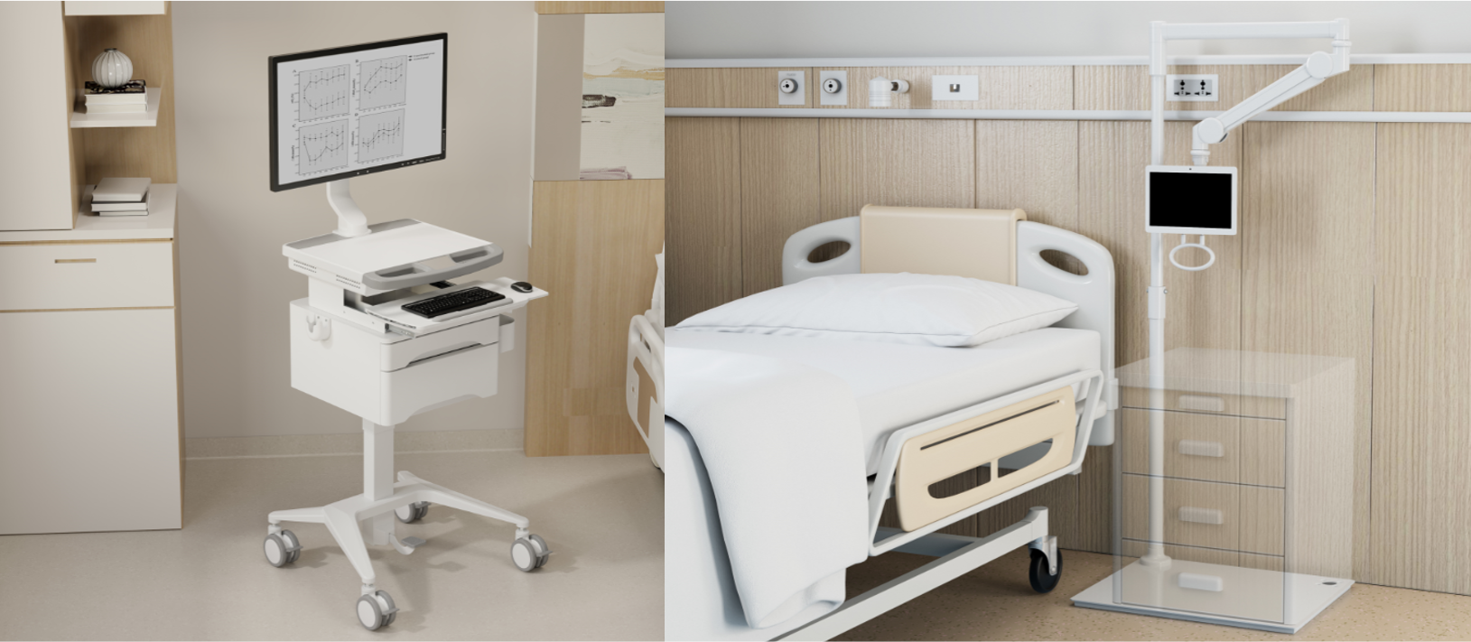 Floor Stand and Cart for Healthcare Equipment