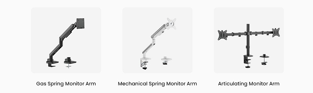 gas spring monitor arm, mechanical spring monitor arm, articulating monitor arn