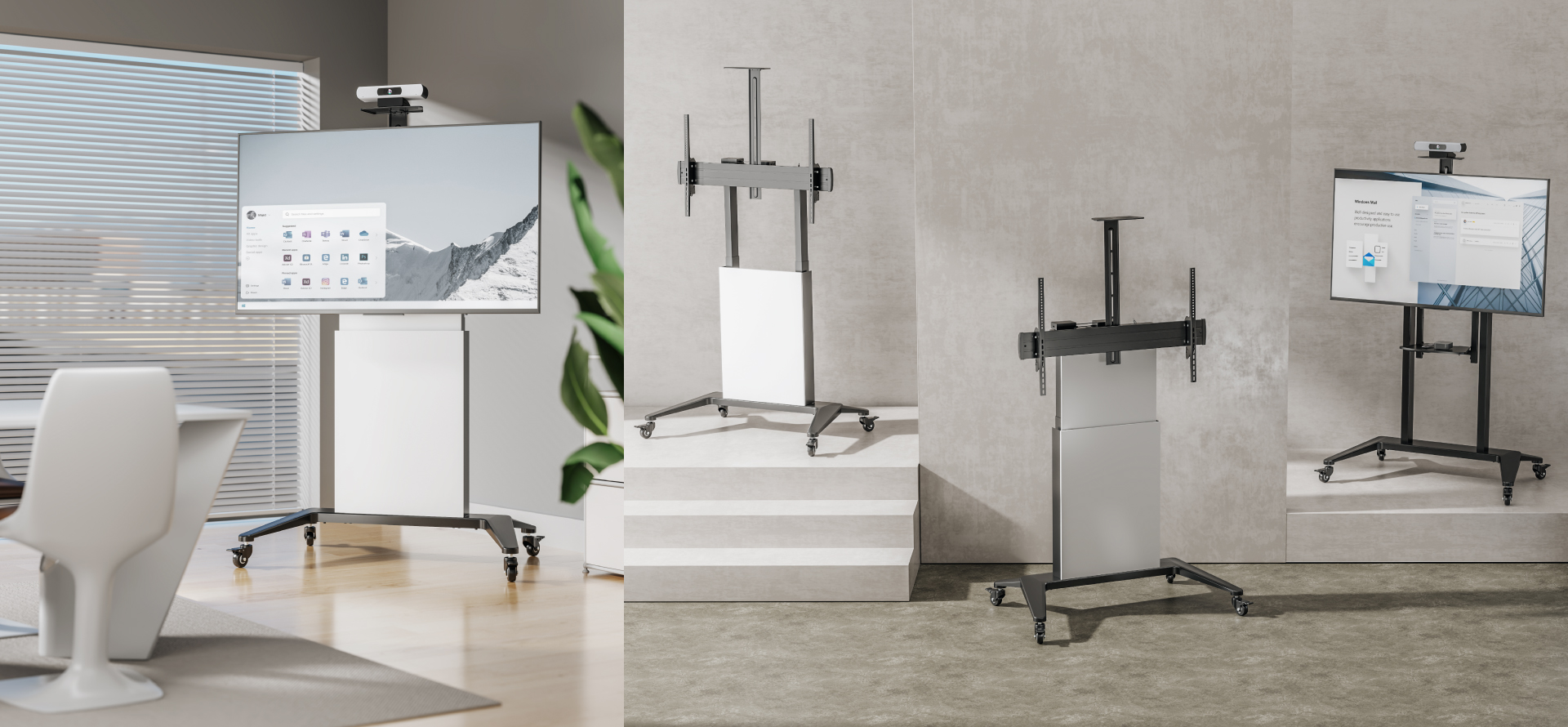 Motorized Height-Adjustable TV Carts