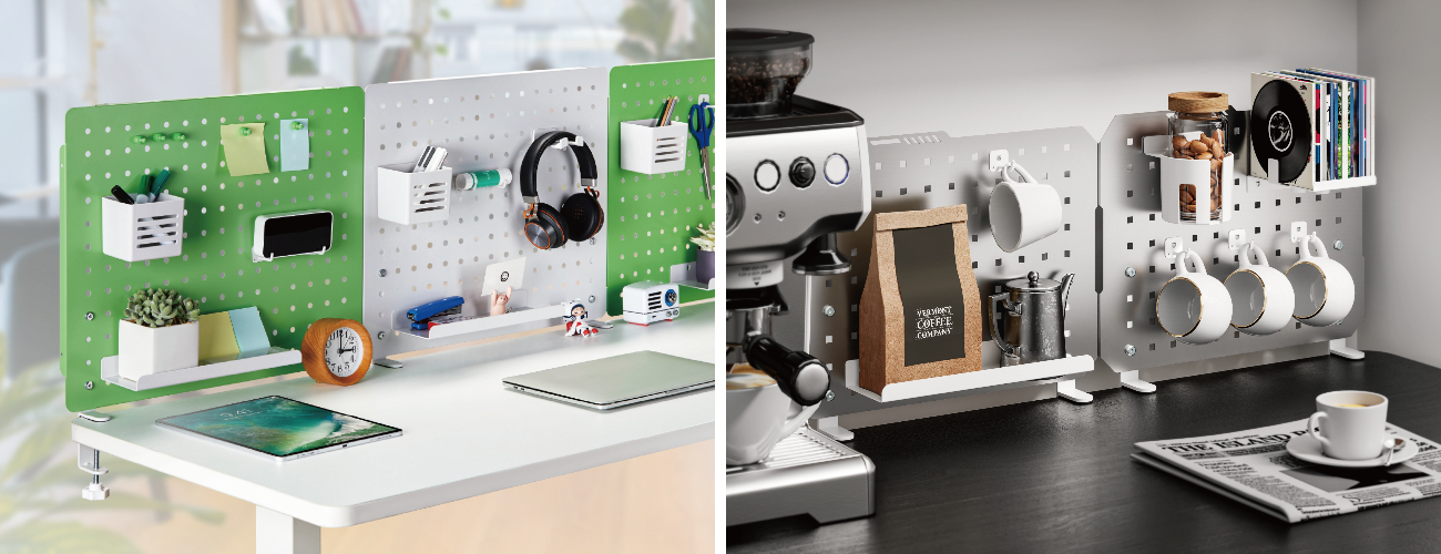 pegboard accessories and office items & coffee bar home