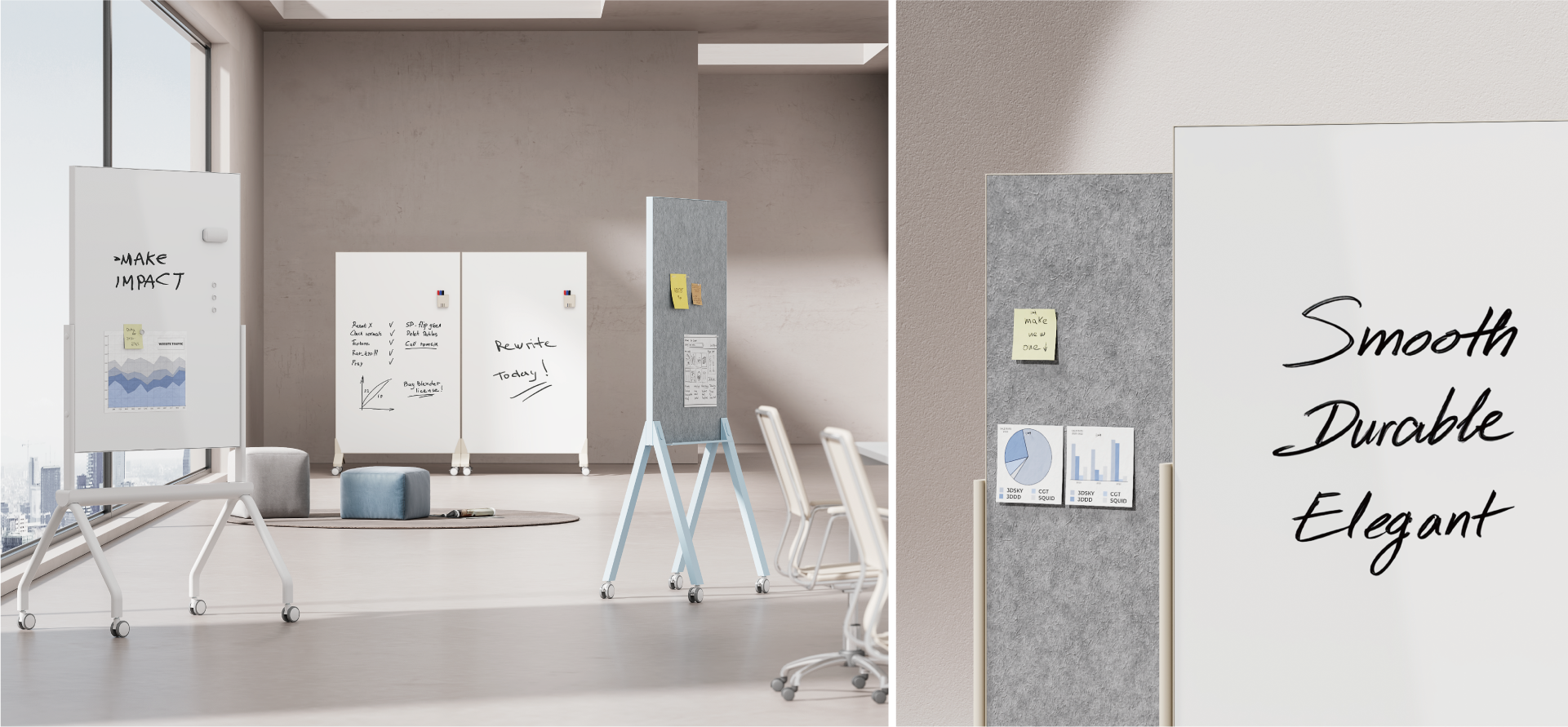 Mobile Magnetic Glass Whiteboards