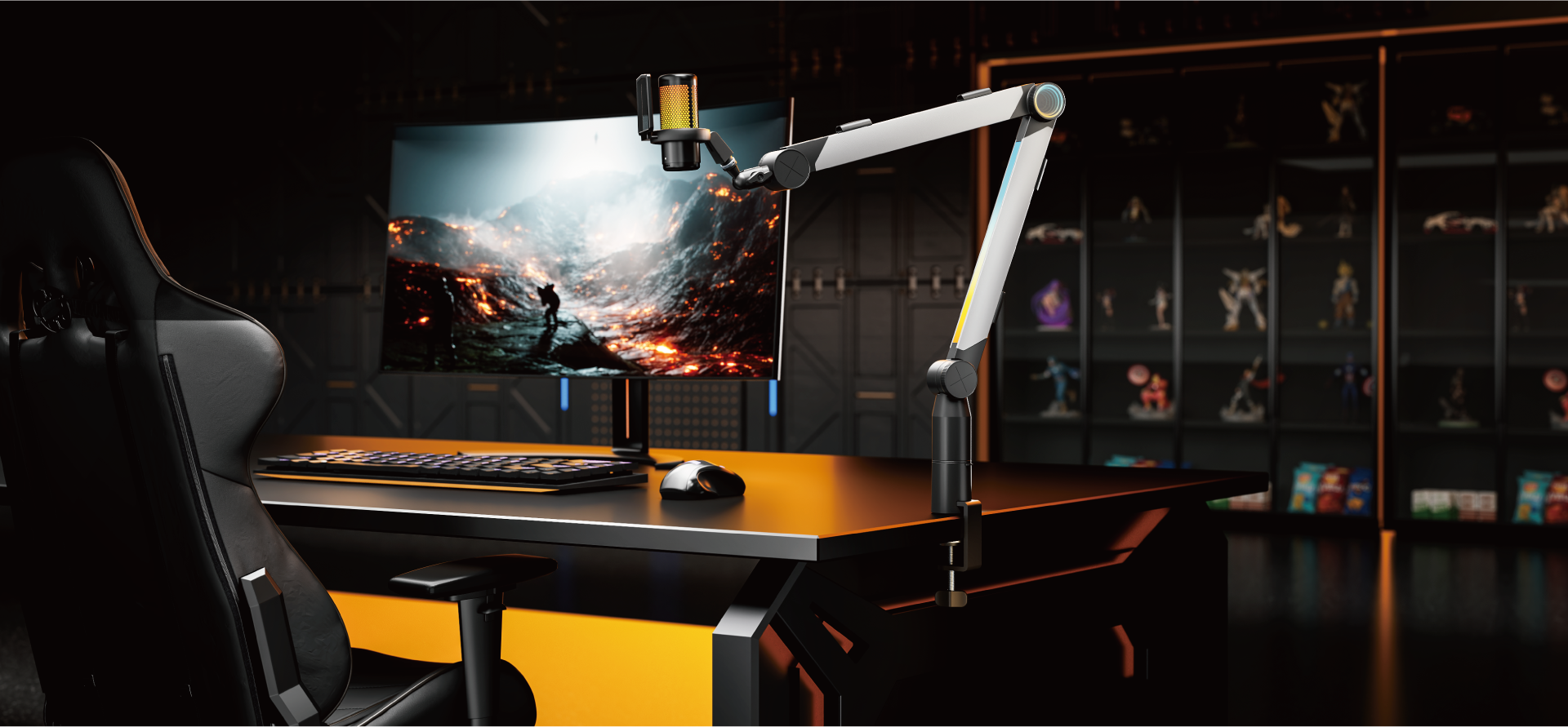 Aluminum Dynamic RGB Microphone Boom Arm