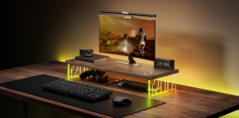 gaming room, gaming room setup, gaming setup, gaming chair, gaming desk, monitor arm, monitor stand, monitor riser