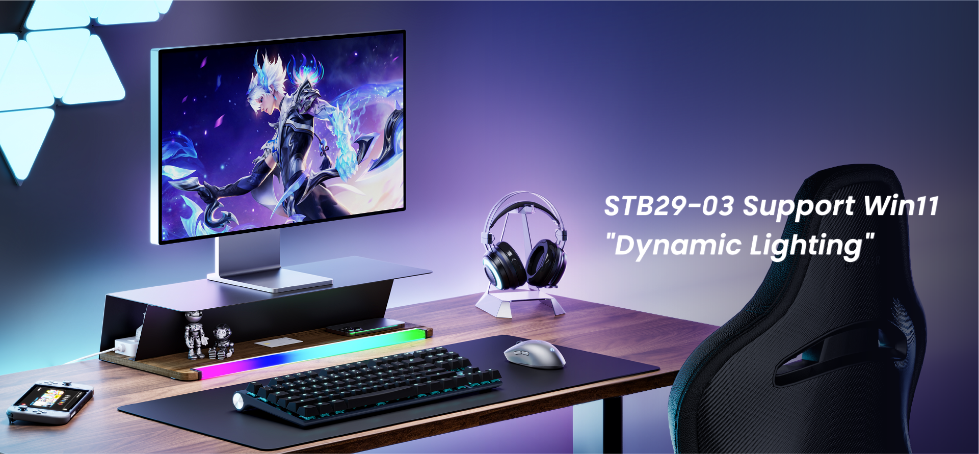  RGB Gaming Monitor Risers with Cable Trays