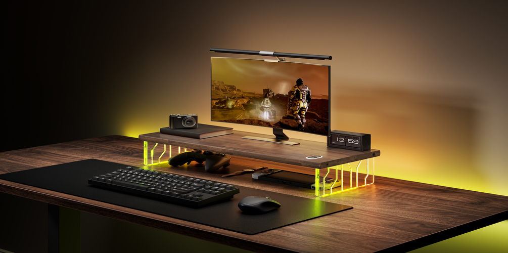 gaming room, gaming room setup, gaming setup, gaming chair, gaming desk, monitor arm, monitor stand, monitor riser