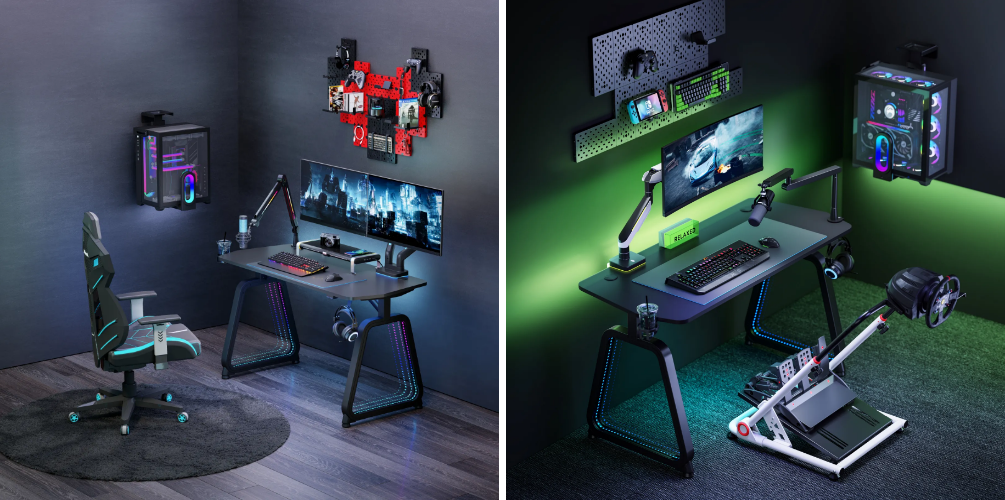 gaming room, gaming room setup, gaming setup, gaming chair, gaming desk, monitor arm, monitor stand, monitor riser