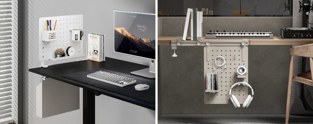 esk organizer, desk drawers, desk setup, desk cable management, cable management, cable organizer, cord organizer, pegboard