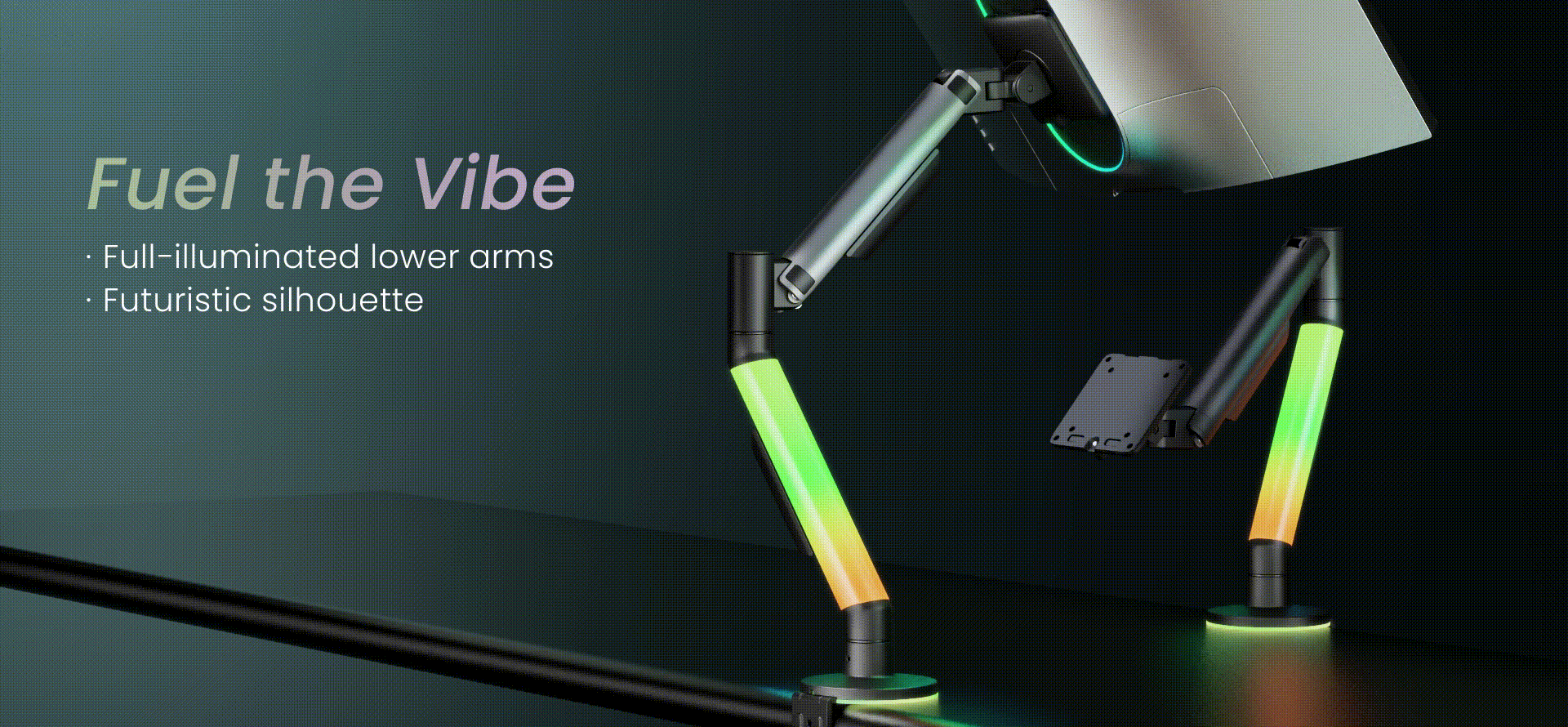 EVERGLOW Gas Spring Monitor Arms with RGB Lighting