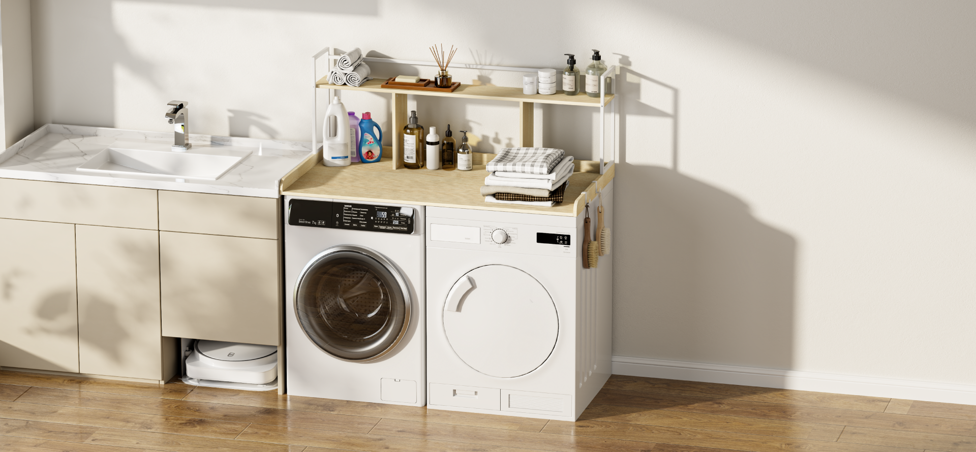 Contemporary Heavy-Duty Washer Dryer Countertops