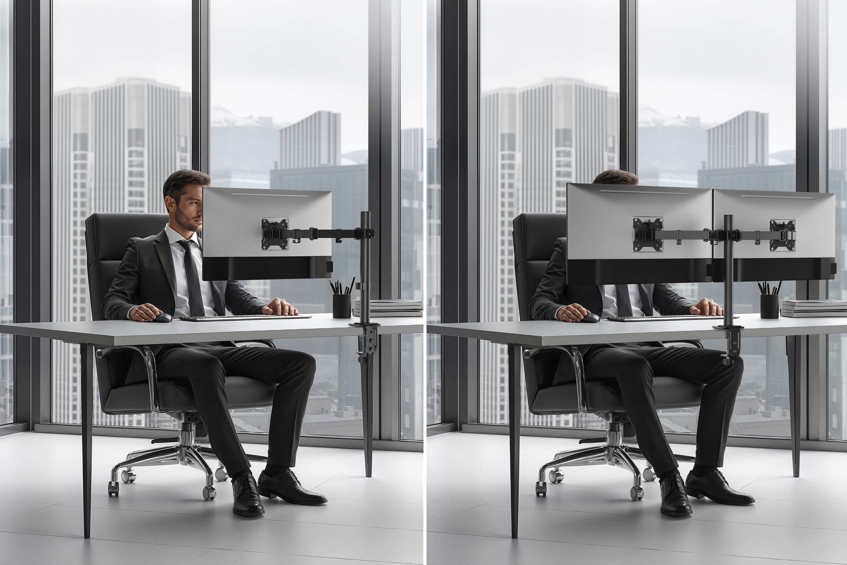 The LDT110 series offers both single and dual monitor solutions to suit different working styles