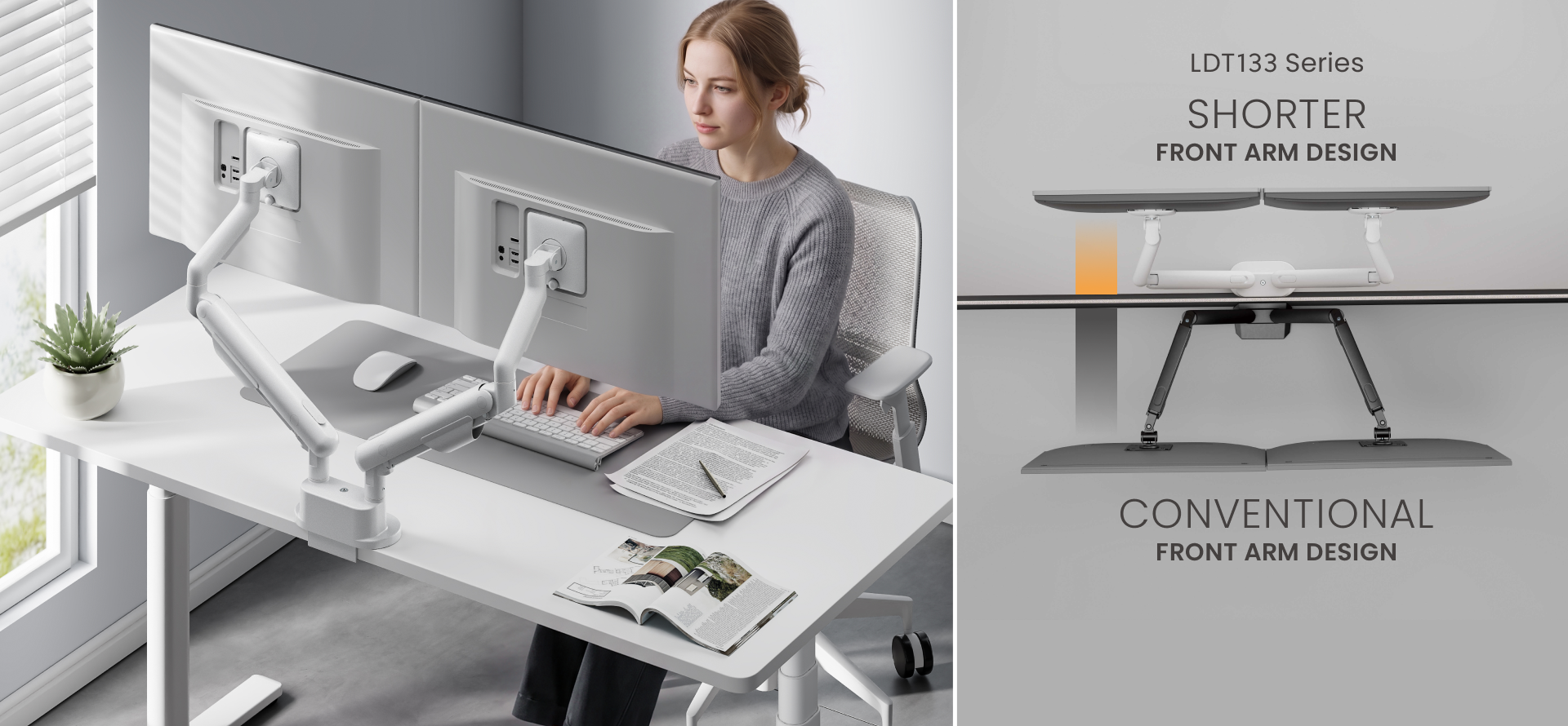 Refined Space-Efficient Gas Spring Monitor Arms