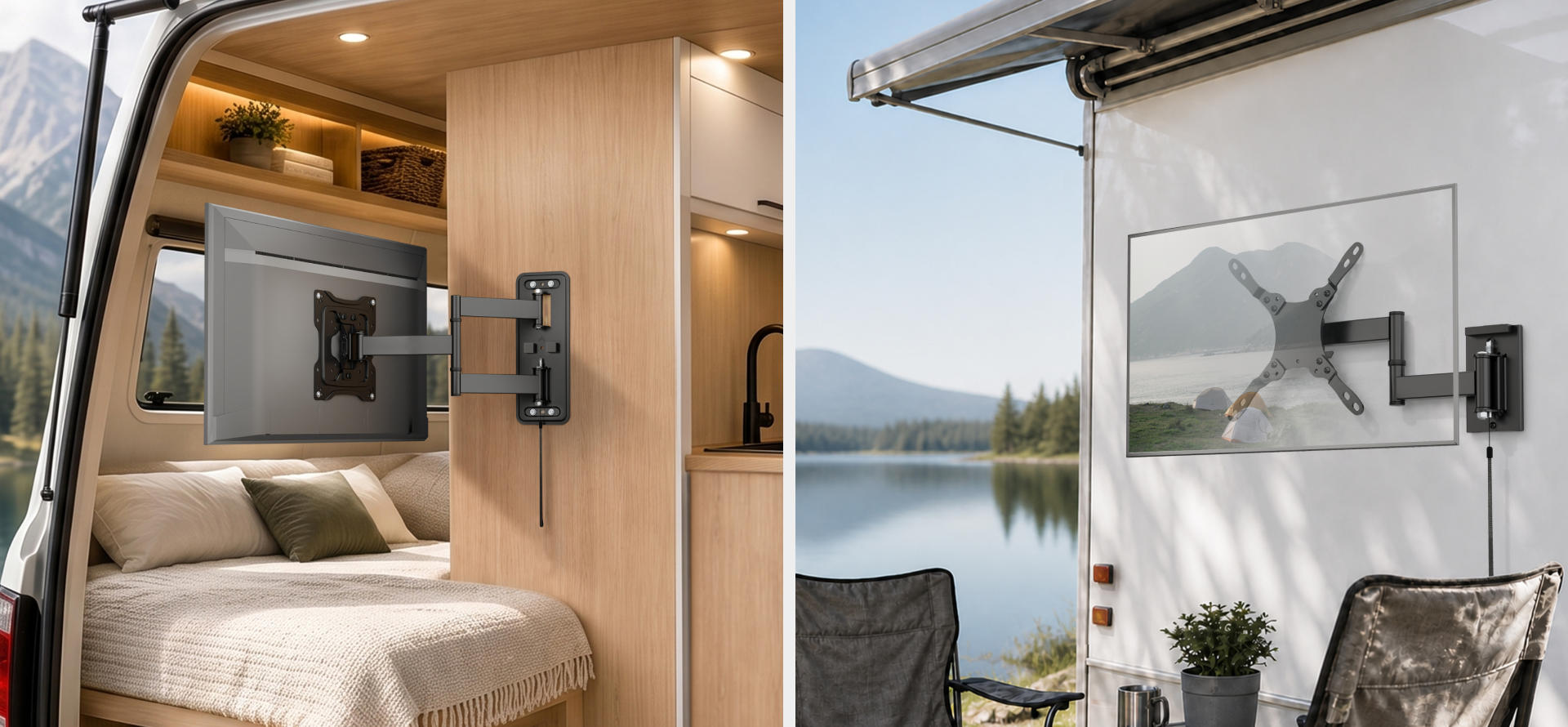 Lockable Full-Motion RV TV Wall Mounts  