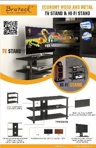 TPW Series Economy Wood and Metal TV Stand & Hi-Fi Stand