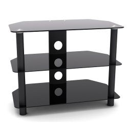 3-Tier Corner-Notched Glass Media Console (Small)