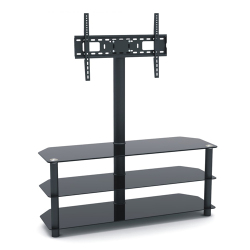 3-Tier Corner-Notched Glass Media Console with TV Mount Bracket (Large)