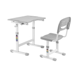 Manual-Lifting Height Adjustable Kids Desk and Full Backrest Chair Set