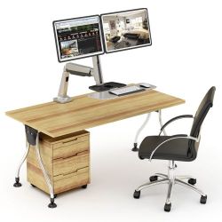 Classic Gas Spring Floating Sit-Stand Desk Converter with Dual Monitor Mount