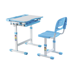 Manual-Lifting Height Adjustable Kids Desk and Full-Backrest Chair Set
